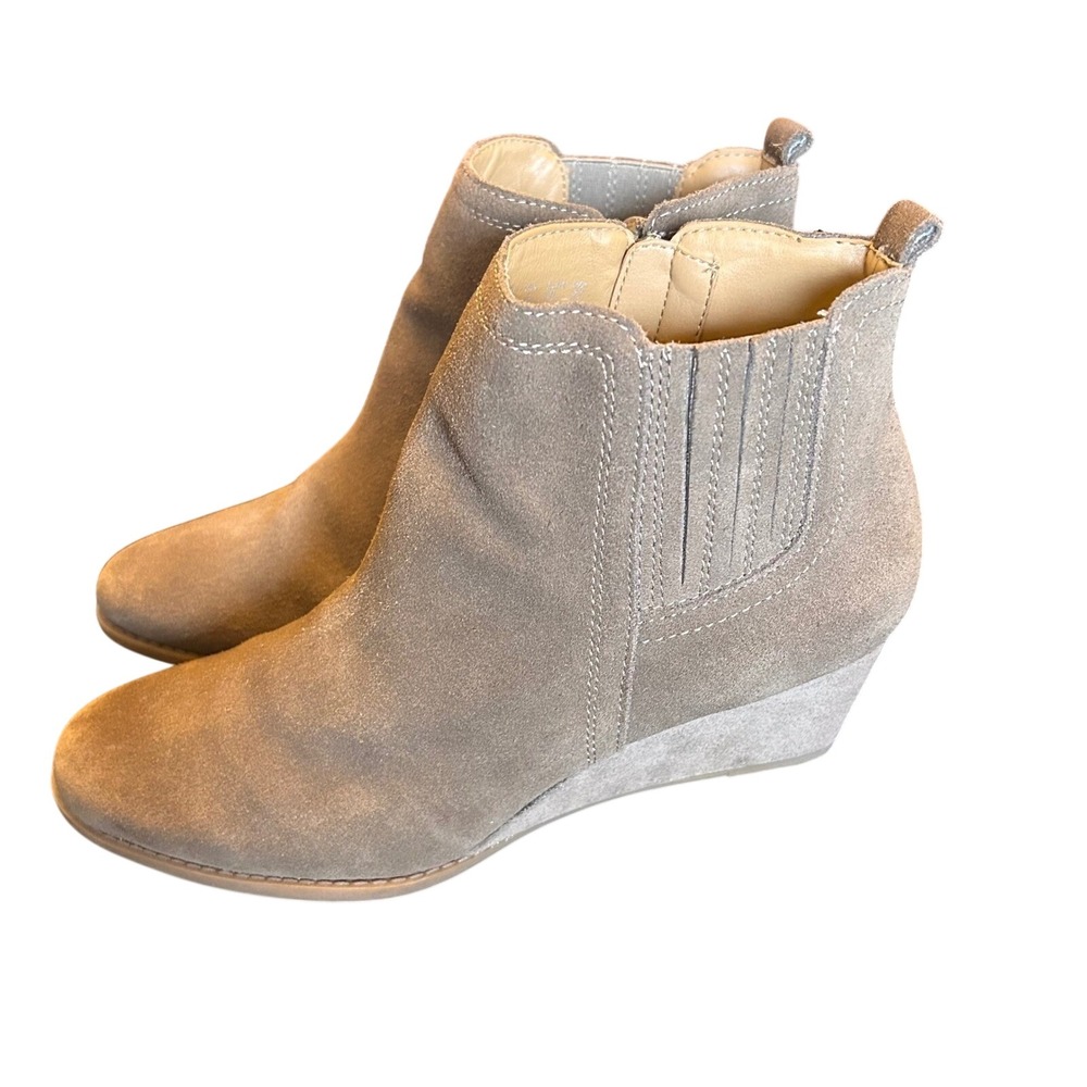 Franco Sarto‎ Taupe Suede Wedge Ankle Boots Side Zip Women's US 10